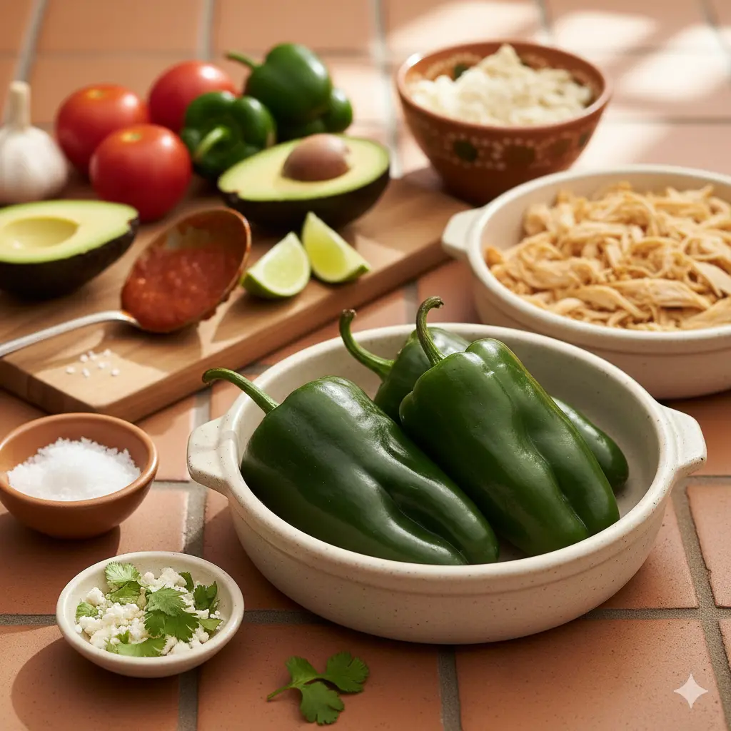 Ingredientes para chiles rellenos keto sin rebozado