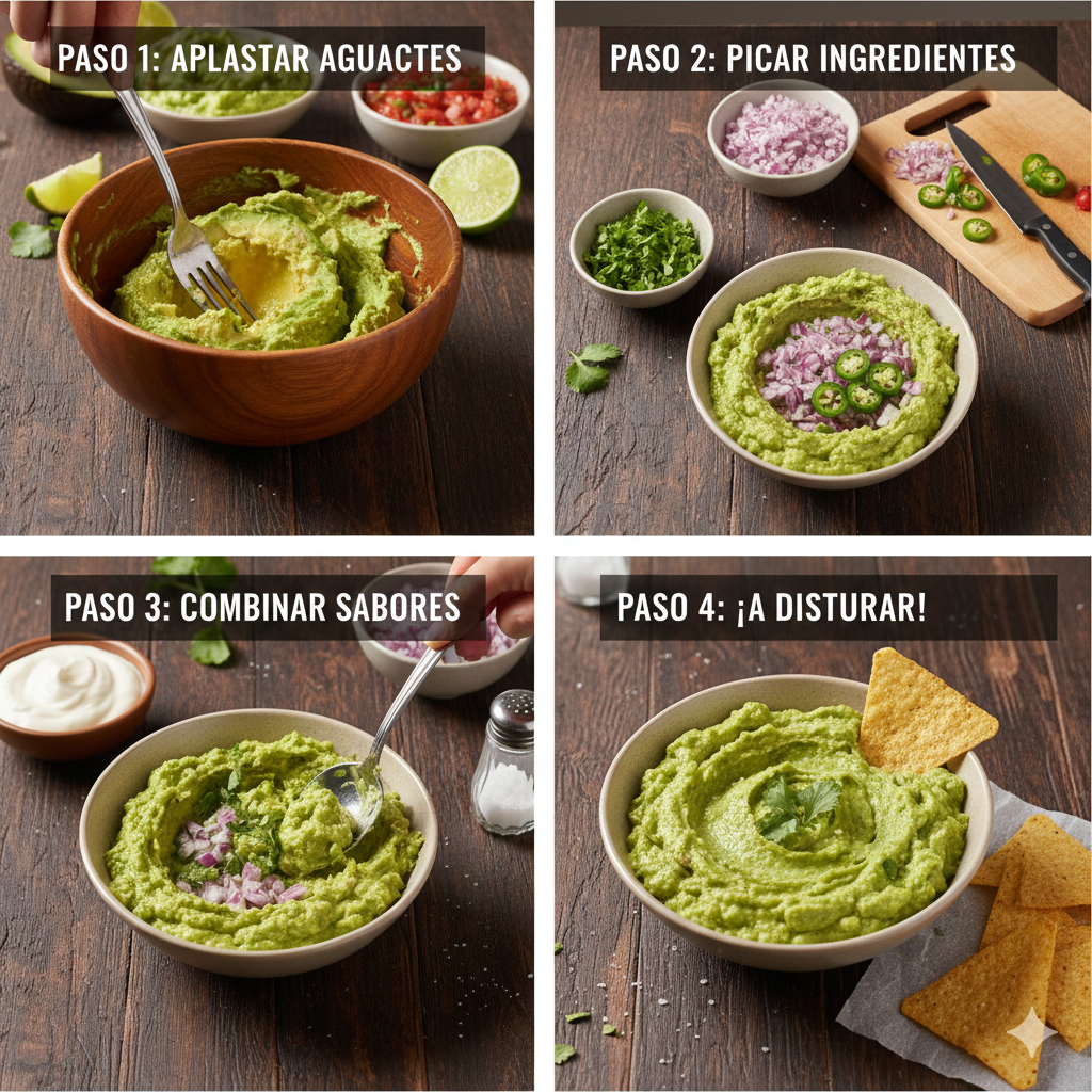 Preparación de guacamole keto paso a paso
