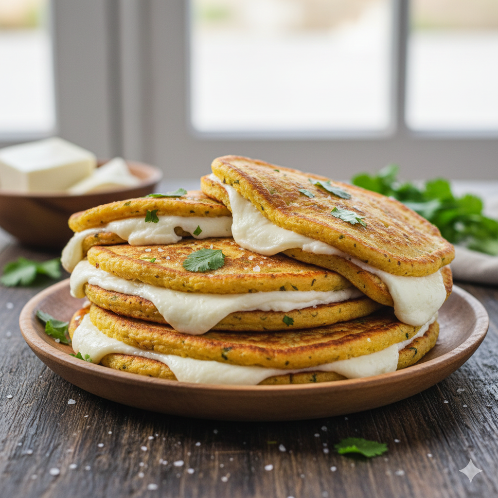 cachapas keto sin maíz rellenas con queso