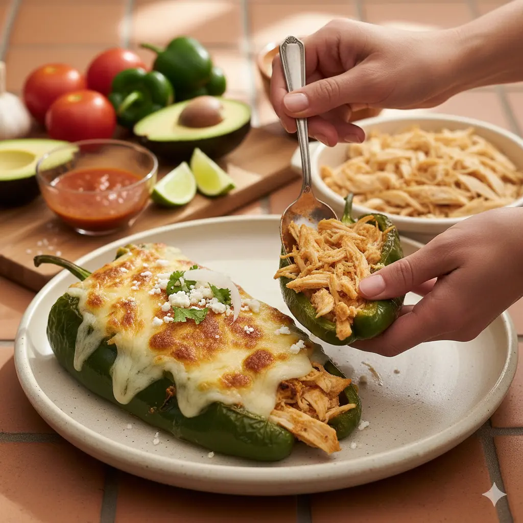 Paso a paso chiles rellenos keto sin rebozado