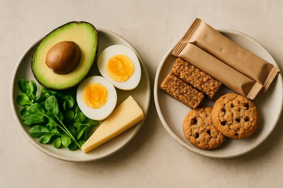 Comida keto real frente a productos keto procesados de paquete